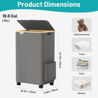 BlissTotes Laundry Basket Laundry Hamper with Lid, Collapsible Slim Laundry Hampers, Laundry Bin, Clothes Hamper Basket with Internal Support & Wheels & Handles for Bathroom, Bedroom (75L, Khaki)
