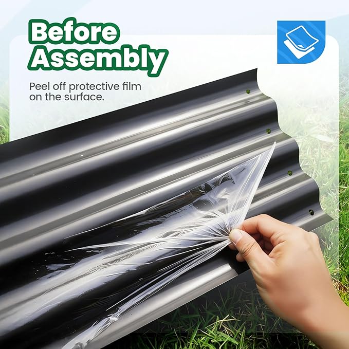 Quictent Raised Garden Bed Galvanized Raised Beds for Gardening Vegetables with Cover 8x4x1 ft Metal Planter Box Outdoor Use (Clear)