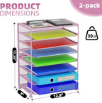 Simple Trending 2 Pack 8 Tier Letter Tray Paper - Mesh Desk File Organizer for Office School Desktop, Pink
