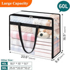 8 Pack Clear Storage Bags for Comforter, Clothes & Bedding, Plastic Blanket Storage with Zipper and Handle, Moving Bags, Closet Organizer and Under-Bed Storage (60L)