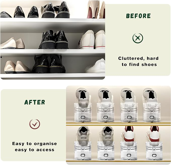 Shoe Slots Organizer for Closet,30 Pack Shoe Stacker Shoes Rack Organizer for Closet Space Saver Storage Shoe Holder Organization(Transparent)