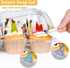 Plastic Cupcake Containers 12 Count (20 Sets), Stackable Cupcake Boxes Holders with Tall Dome Lid, Disposable Cupcake Carrier Trays Include 240 Cupcake Liners