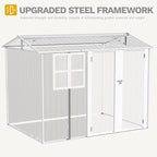 DWVO 8' x 6' Outdoor Storage Shed, Waterproof Metal Garden Shed with Windows, Lockable Doors, and Sloped Roof for Patio, Backyard, Lawn, Tool Storage, Bike Shed, Pet Shelter (Gray + White)