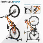 Vertical Bike Stand, Upright Bike Parking Rack Floor, Adjustable Bicycle Storage for Wheels Sizes up to 29", Freestanding Bicycle Organizer with Swivel Casters, Indoor Bike Holder for Garage 2-Pack