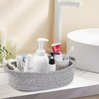 Small Toilet Paper Basket Woven Rope Toilet Tank Tray Back of Washroom Basket Organizer for Bathroom,Shelf Bedroom, Living Room, Nursery, RV. 12.6" L x 6" W ,Grey