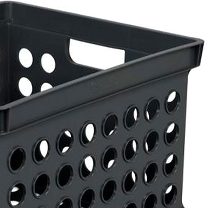 Sterilite Stackable Plastic Storage Crate Bin Organizer File Box with Handles for Home, Office, Dorm, Garage, or Utility Organization, Black, 12-Pack