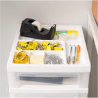 IRIS USA Plastic Drawer Storage Organizer Rolling Cart, 2-Pack, with Wheels Casters, 6-Drawers, for Classroom Art Craft Supplies Dresser Closet Bathroom Laundry Room, White/Clear