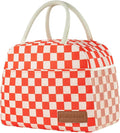 Lunch Bag Women/Men Lunch Box Women/Men (Red+Beige Checkerboard)