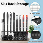 Ski Storage Rack-Holder Garage - Freestanding Ski Equipment Organizer Ski Boot Snowboard Rack Stand Snow Gear Storage