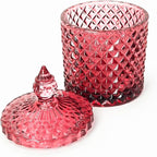 Colorful Glass Jar With Lid,Christmas Candy Dish,Cookie Jars,Jewelry Box,Biscuit Containers Food Storage,Decorative Jar(Purplish Red)