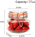 Encheng 16 oz Glass Jars With Airtight Lids And Leak Proof Rubber Gasket,Wide Mouth Mason Jars With Hinged Lids For Kitchen,Glass Storage Containers 6 Pack
