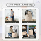 LFH Home Large Premium 100% Cotton Canvas Laundry Bag with Drawstring and Handles Heavy Duty, Multi-Use, and Washable for Home, Travel, College or Storage 20x30 (Pack of 6)-Natural