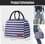 Lunch Bag Women/Men Lunch Box Women/Men (Dark blue+White Stripes)