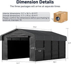 12x20FT Heavy Duty Metal Carport, Outdoor Carport with Galvanized Steel Frame and Roof, Multi-Use Car Garage Shelter with Removable Sidewalls, Enclosed for Cars, Pickup, Tractors, Tools, Gray