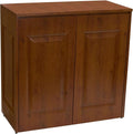 Household Essentials Double Hamper Cabinet, Metal Exterior and Removable Polyester Bags, Dual Compartments for Sorting, Faux Wood Grain