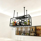 Hanging Wine Rack, 39in Heavy Duty Ceiling Mounted Wine Bottle & Glass Holder, 150lbs Load Capacity Storage Rack, for Bar, Kitchen, Restaurant, Cellar (Black)