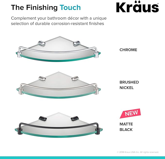 Kraus Elie Corner Bathroom Shelf, Brushed Nickel Finish, KEA-18846BN