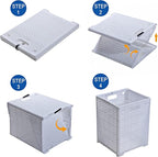 42L Collapsible Plastic Laundry Baskets,Foldable Laundry Hamper,Pack of 2 (White)