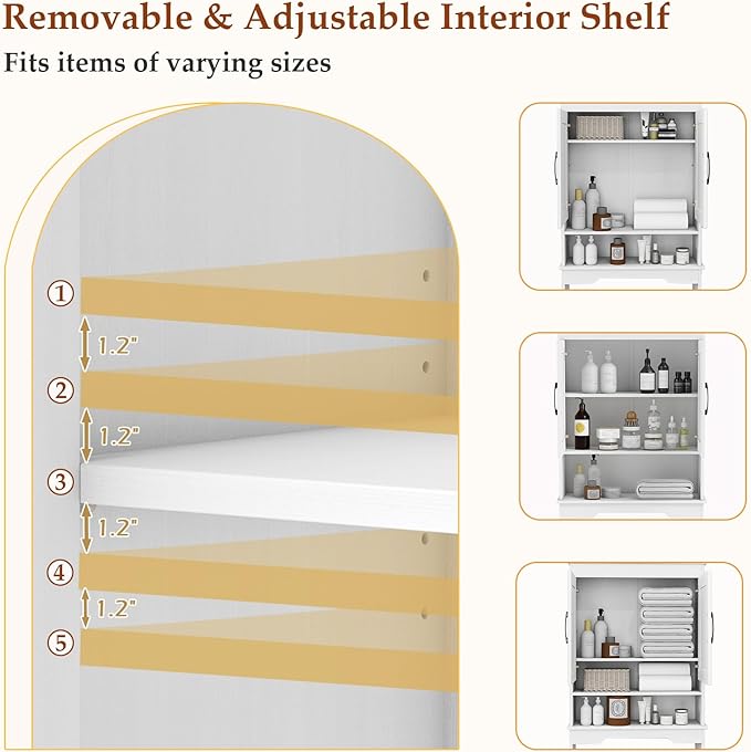 Giantex Over The Toilet Storage Cabinet, Double Door Space Saver Above Toilet with Adjustable Shelf & Open Storage Cube, Over Toilet Bathroom Organizer for Restroom, Laundry Room, White