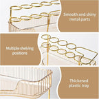 NATURE'S SOURCE Makeup Organizer for Vanity, 2-Tier Corner Bathroom Organizer Countertop with Makeup Brush Holder, Corner Counter Storage for Bathroom Dresser-Amber Gold