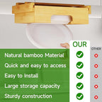 Paper Plate Dispenser Under Cabinet 9 inch Bamboo Paper Plate Dispenser, Kitchen Counter Vertical Holder Organizer Countertop Caddy (9 Inch Natural)