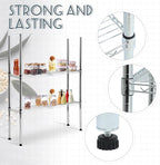 Thyle Set of 4 Wire Shelving Poles Including 8 Pcs 18'' Poles and 50 Pcs Shelf Clips, Heavy Duty Chrome Commercial Wire Shelving Parts for 1" Post Shelf Rack Accessories Replacement(36")