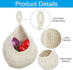 PATIKIL Hanging Fruit Baskets for Kitchen, Medium Size Teardrop Home Decor Storage Hand-Woven Wall Hanging Basket for Garlic Potato Vegetable, Beige