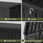 150 Gallon Deck Box Large Outdoor Storage Box Waterproof for Patio Furniture,Outdoor Cushions,Garden Tools and Pool Supplies,Weatherproof(Black,150Gallon)