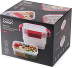 Joseph Joseph Nest Lock 8-piece Plastic BPA Free Food Storage Container Set with Lockable Airtight Leakproof Lids - Red