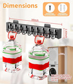 Pull Out Broom Holder With 9 Adjustable Sliding Hook, Multifunctional Slide Broom And Mop Storage/Organizer Garage Organization Hooks, for Closet Laundry - 16.14inch/41cm