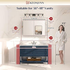 Keonjinn 36 x 24 Inch Bathroom Mirrored Medicine Cabinet, Lightweight Aluminum Structure, Freely Adjustable Shelves, Combined Assembly Needed, Surface Mount or Recessed Mirror with Storage