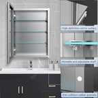 Medicine Cabinet Mirror with Storage, 16x26 inch Aluminum Bathroom Cabinet, Assembly Needed, Surface Mount or Recessed Wall Cabinet with Adjustable Glass Shelves for Bathroom Bedroom
