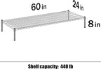 24" Deep x 60" Wide x 8" Height Wire Shelving Kit | 1-Tier | NSF Commercial Storage Rack Unit