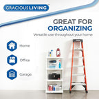 Gracious Living 4 Shelf Fixed Height Solid Light Duty Storage Unit 12 x 24 x 48 for Home, Garage, Basement, & Laundry, White (3 Pack)