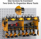 CCCEI Modular Power Tool Organizer Wall Mount with Charging Station. Garage Drill Storage Shelf with Hooks, Heavy Duty Rack, Tool Battery Holder Built in 8 Outlet. Gift for Men. Yellow, 1 Pack.