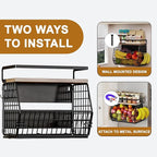 Magnetic Shelf for Fridge,Hanging Wall Basket for Potato Onion Fruit and Vegetable Storage Bins,Large Produce Container Magnetic Spice Rack for Refrigerator Kitchen Counter Pantry,Black