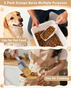 2-Pack Dog Food Scoop 1 Cup, Plastic Pet Food Measuring Scoop With Measuring Lines (1/2 & 1 Cup Markings) for Dogs, Cats, Fish, Bird（Transparent and Grey