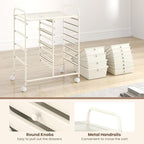 GOFLAME 12-Drawer Rolling Storage Cart, Craft Storage Cart with Removable Drawers & Lockable Wheels, Art Cart Supply Storage Organizer with Metal Frame for Home Office Classroom, White