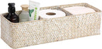 Hipiwe Handwoven Seagrass Storage Basket 3 Sections Toilet Tank Paper Basket Wicker Shelf Basket for Pantry Kitchen Living Room Home Decor, Whitewash