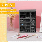 Wenqik 2 Pcs Mini Storage Drawers Teacher Toolbox Organizer with 9 Clear Drawers Small Plastic Desktop Teacher Desk Craft Organizer for Classroom Office 7" x 3. 9" x 4. 7"(Black)