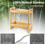 Over-The-Toilet Storage Shelf Organizer, 2-Tier Bamboo Bathroom Countertop Organizer for Towels, Toilet Paper, Plants, Makeup, Small Space Saver Rack for Bathroom, Dresser, Vanity, or Kitchen Use