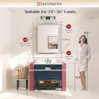 Keonjinn 24 x 32 Inch Silver Medicine Cabinet for Bathroom with Mirror, Assembly Required, Wall Mount or Recessed, Free Adjustable Shelves, Tempered Glass, Lightweight