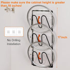 2 Pack Pot Lid Organizer Rack, 6-Tier Pot Lids Holder for Cabinet Door/Wall, No Drilling Adhesive Wall/Door Mounted Rustproof Pot and Pan Cover for Kitchen Storage, Classic Black