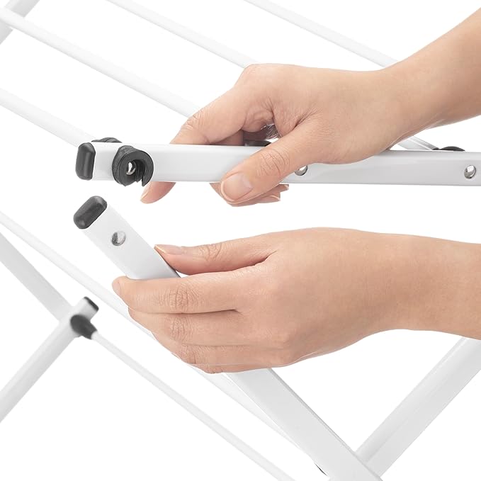 Whitmor Expandable Clothes Drying Rack: 3 Tier Laundry Drying Rack, Collapsible Drying Rack Clothing, Portable Space Saving Clothing Rack for Indoor Outdoor, 14.50" L x 35.5" W x 45.2" H, White