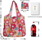 Cute Reusable Grocery Bags, 4 Pack (50Lbs Capacity) - Foldable & Washable Market Totes, Bulk Cloth Bags for Shopping, Travel, Storage, or as Reusable Gift Bags for Women