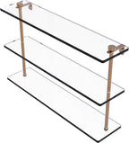 Allied Brass NS-5/22 22 Inch Triple Tiered Glass Shelf, Brushed Bronze