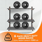 6 Pack Lumber Rack Wall Mount, Heavy Duty Wood Storage Racks, 9-Level System Organizer Shelving, 1080 LBS Capacity Hanging Garage Shelves, Orange Brackets Utility Metal Shelf for Indoor and Outdoor