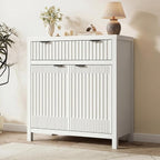 FLOWBACK Fluted Buffet Cabinet with Storage,34" Tall Kitchen Sideboard Cabinet Modern Credenza with Fluted Doors & Shelves Farmhouse Coffee Bar Media Console Accent Cabinets for Living Room, Entryway