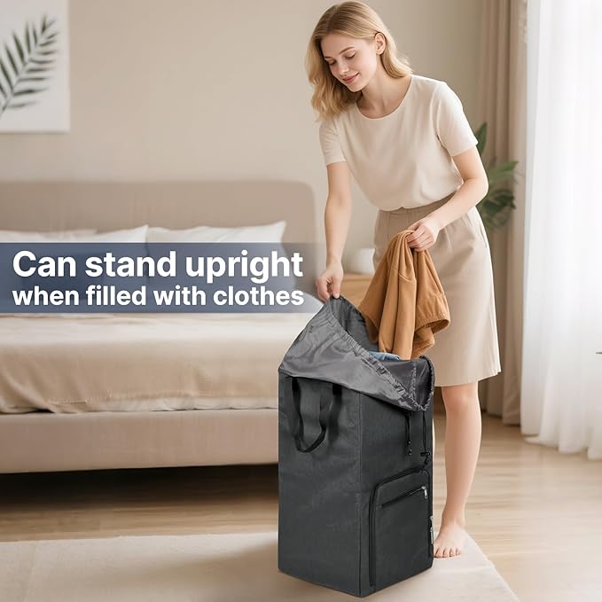 Bukere Laundry Backpack for College Students Dorm Essentials, Extra Large 90L Hanging Bag with Adjustable Shoulder Straps, Portable Laundry Tote for Apartment, Laundromat, Travel