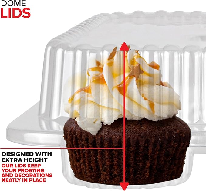 Stock Your Home Mini Disposable Plastic Cupcake Containers (240 Pack) 12 - Count Tray Compartment, Small or Mini Cupcakes Box/Holder/Carrier with Clear Connected Dome Lid, BPA Free
